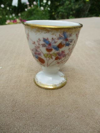 ANTIQUE FRENCH LIMOGES CHINA M REDON 4 EGG CUPS POPPIES EMBOSSED & GOLD 1880 ' s 2