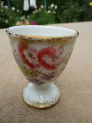 ANTIQUE FRENCH LIMOGES CHINA M REDON 4 EGG CUPS POPPIES EMBOSSED & GOLD 1880 ' s 3