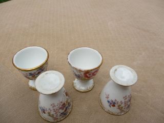 ANTIQUE FRENCH LIMOGES CHINA M REDON 4 EGG CUPS POPPIES EMBOSSED & GOLD 1880 ' s 5