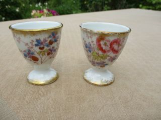 ANTIQUE FRENCH LIMOGES CHINA M REDON 4 EGG CUPS POPPIES EMBOSSED & GOLD 1880 ' s 7