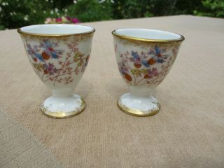 ANTIQUE FRENCH LIMOGES CHINA M REDON 4 EGG CUPS POPPIES EMBOSSED & GOLD 1880 ' s 8