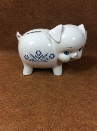 Vtg Corning Ware Blue Cornflower Pig Piggy Bank England