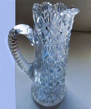 Antique Large Heavy Cut Glass Crystal Pitcher Decanter