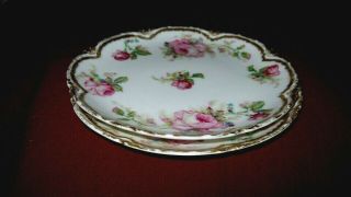 Awesome Set Of 2 Haviland Pink Rose Decorated Pie/dessert Plates - 6 " - Exc