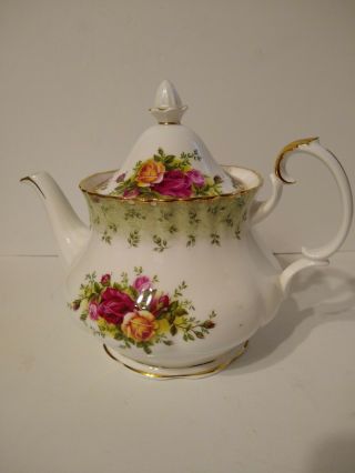 1962 Royal Albert Old Country Roses Teapot Lid Large 6 - 8 Cups Tea Pot Gold Trim