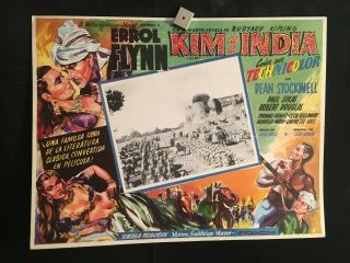 Kim 1950 Mexican Lobby Card Movie Poster Errol Flynn Dean Stockwell Kipling