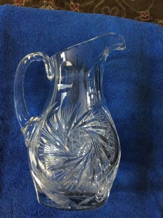 Heavy Antique Victorian American Brilliant Abp Cut Glass Pitcher Buzz Saw L@@k