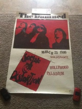 Rare.  The Damned / Social Distortion.  Concert Poster.  1986.  Goldenvoice