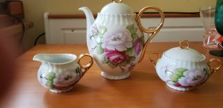 Vintage Set Of B&c Bernardaud Limoges France Pink Floral Tea Set