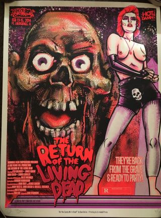 The Return Of The Living Dead Poster Poster Hot Damn Arts Signed 40/69 Comiccon