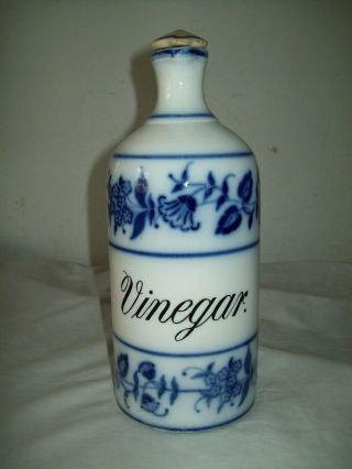 Antique Flow Blue Vinegar Bottle With Stopper.  (made In Germany