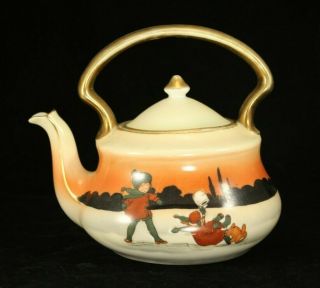 Antique Royal Bayreuth Snow Babies Scene Teapot With Lid - Child 