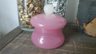 Seguso Murano Pink White Opalescent Italian Art Glass Vanity Jewelry Candy Jar