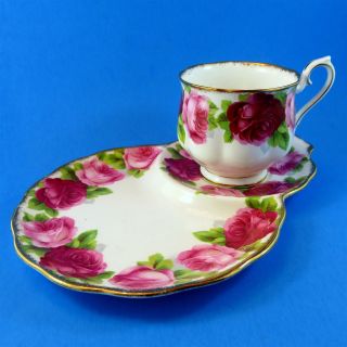 Royal Albert Old English Rose Tea Cup & Saucer Tennis Snack Set