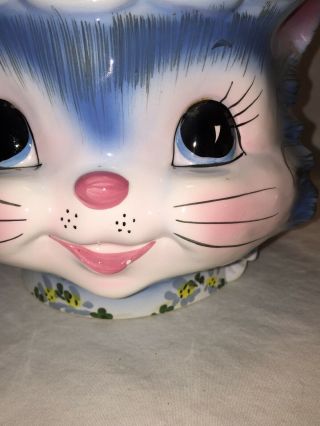 Vintage Lefton Miss Priss Kitty Cat Head Cookie Jar Ceramic Japan & Salt Pepper 3