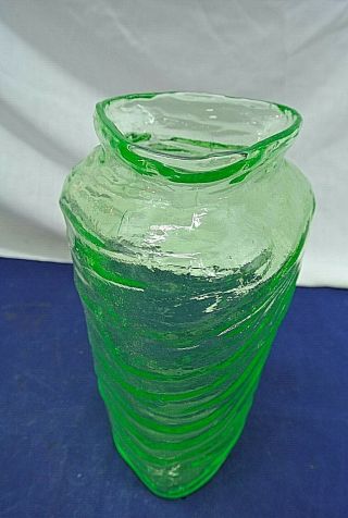 Consolidated Glass Catalonian 10” Triangle Vase Emerald Green Vaseline