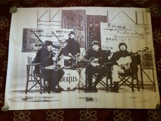 Huge Vintage The Beatles Poster 1960s 30x41