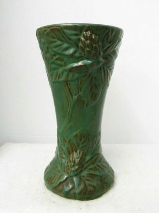 Rare Weller Orris 10 " Pine Cone Vase,  Red Clay,  Dead Matte Green