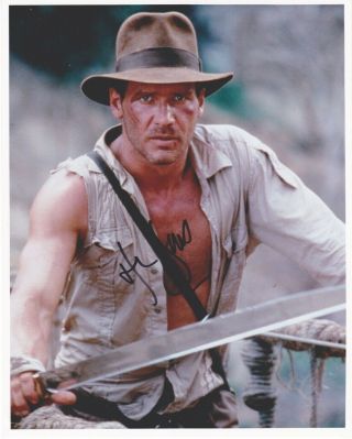 Signed Color Photo Of Harrison Ford Of " Indiana Jones & The Temple Of