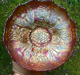 Carnival Very Scarce Lotus And Thustle Ice Cream Bowl With Circle Berry Scroll