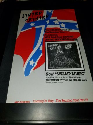 Lynyrd Skynyrd Swamp Music Rare Radio Promo Poster Ad Framed