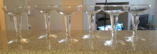 Elegant Set Of 6 Vintage Fine Saucer Bowl Hollow Stem Champagne Glasses