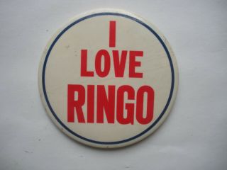 Beatles 1964 0riginal Pinback Button " I Love Ringo " 3 1/2 " Rare Red Print