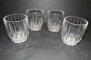 Set Of 4 Mikasa Park Lane Double Old Fashioned Tumblers 3 7/8 " Vertical Cut Tags