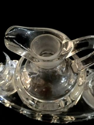 Vintage Fostoria Coin Glass Crystal Clear Condiment Set Cruet Shakers Tray Rare 4
