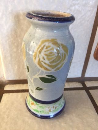Vtg 1978 Sbcd Santa Barbara Ceramic Design Laurie Cosca Rose Vase 5 1/2”