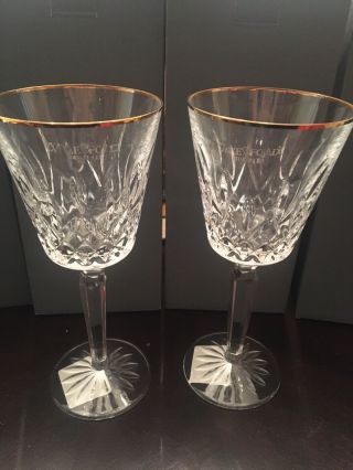 Waterford Crystal Lismore Gold Wine Glasses - Set Of 2