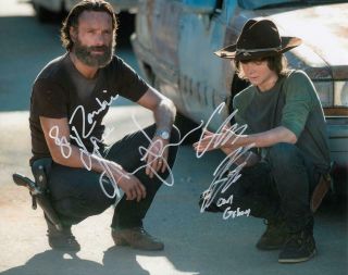 Andrew Lincoln & Chandler Riggs Walking Dead Signed 8x10 Photo