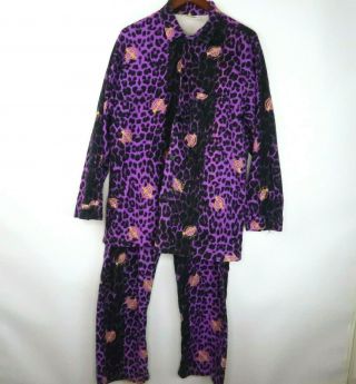 Vintage Hard Rock Hotel Las Vegas Purple Leopard Print Pajamas 90s