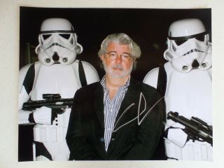 George Lucas Signed Star Wars Stormtroopers 8x10 Photograph W/coa