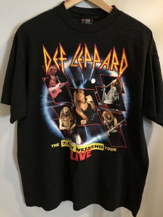 Vintage 1992 Def Leppard The 7 Day Weekend Tour Tshirt Concert Giant Sz.  Xl