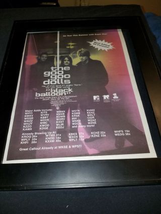 The Goo Goo Dolls Black Balloon Rare Radio Promo Poster Ad Framed