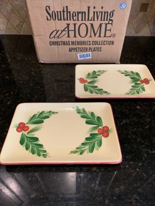 Gail Pittman Southern Living Christmas Memories Appetizer Plates 2 Hand Painted