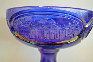 Vintage Fenton Footed Bowl with Lid Bicentennial 1776 - 1976 Blue 11 inches tall 8
