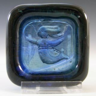 Kosta Boda Swedish Blue Glass Mermaid Bowl By Erik Hoglund