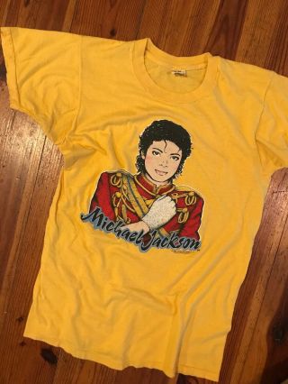 Vintage Rare 1984 Michael Jackson T - Shirt Size L Screen Stars Glitter Glove