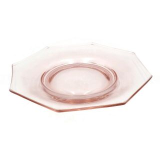 5 Vintage Estate Pink Depression Glass Octagon Luncheon Plates 8.  25 Inch 8
