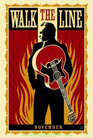 Walk The Line Movie Poster Rare Double Sided 27x40 Inch Johnny Cash Bio