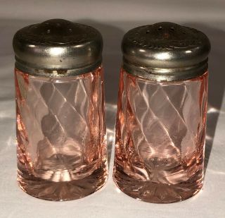 Us Glass Us Swirl Pink 3 1/4 " Salt & Pepper Shakers