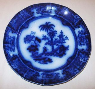 Antique Flow Blue 8.  5 " Plate Shapoo T & R Boote England