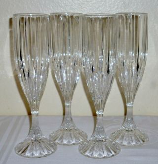 4 Pc Mikasa Crystal Park Lane Pattern 6 Oz.  Champagne Flutes Glasses 8 - 3/4 " Exc