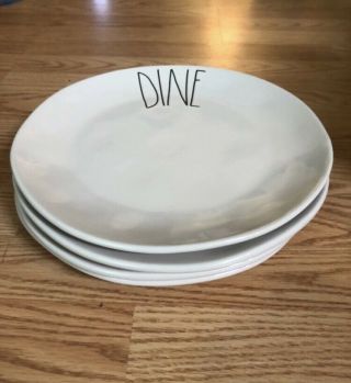 Rae Dunn Set Of 4 “ Dine “ 11 Inch Dinner Plates.