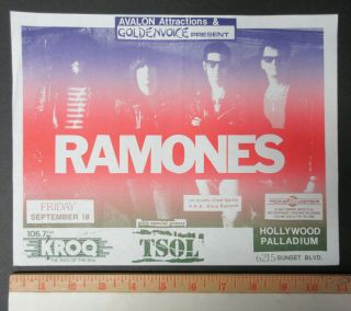 Ramones Hollywood Palladium 1987 Punk Concert Flyer Elvis Clem Burke Ramone Tsol