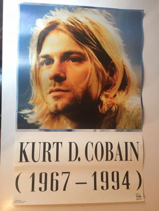 Kurt Cobain Vintage 1995 Memorial Poster Authentic Nirvana