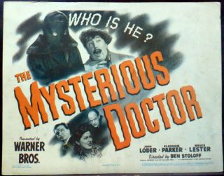 Horror The Mysterious Doctor 1940s Lobby Title Card Eleanor Parker