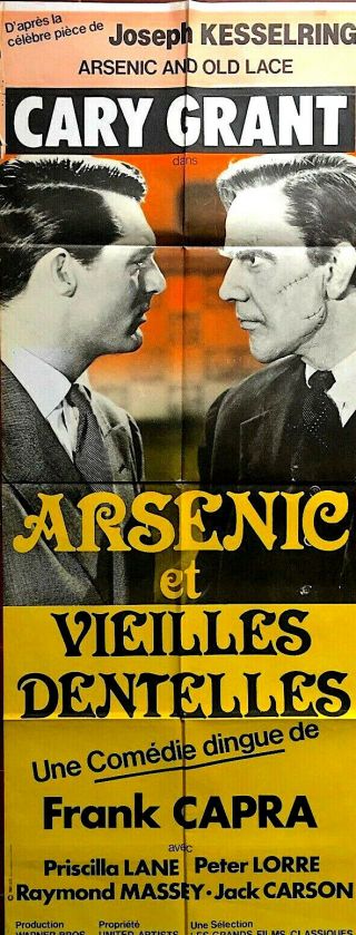 Arsenic And Old Lace Frank Capra - Orig French Poster/1941/cary Grant 23x63 "